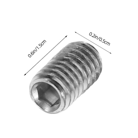 Close-up of single screw from Beefy 300 Piece Stainless Steel Set Screws Kit With Allen Wrenches Cup Point Hexagon Headless Grub Screws