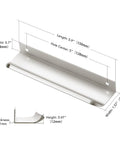 Dimensions of Six Pack Cabinet Handles Finger Edge Pulls 150mm Five Point Nine Inch Brushed Nickel Finish with 5 Inch Hole Centers
