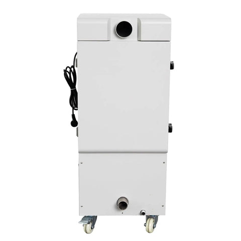 DTF Fume Extractor Sweeping Shop Smog From Powder Shakers And Sublimation Gear Boots Up With 176 Watts To Shift 202 Cubic Meters Of Air Hourly Keeping Your Studio Breathing Easy Daily, rear view.