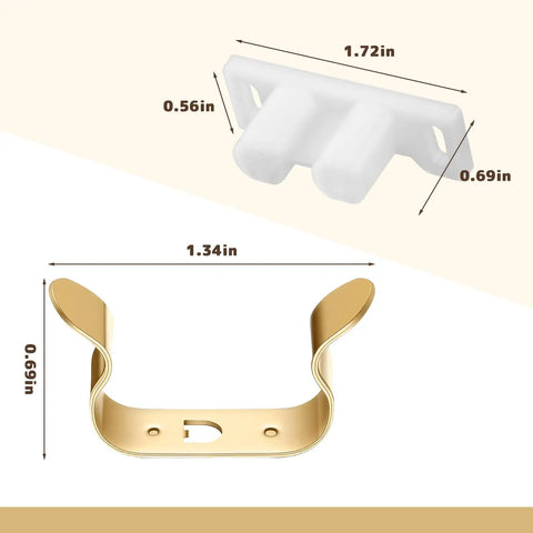 Dimensions of 10 Pack RV Cabinet Latch Barrel Catches with Metal Clips and Screws for RVs, Camper, Trailer, Cupboard Door Replacement