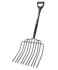 Wide 10-Tine Pitch Fork For Gardening And Farm Cleanup Heavy Duty Manure And Mulch Fork With Fiberglass Handle 45 Inch Tine Head
