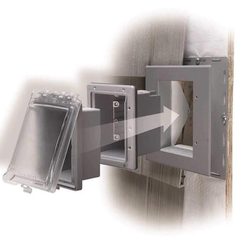 Extra Duty 1 Gang Recessed Weatherproof In Use Electrical Outlet Cover With Nonmetallic Construction 6 In 1 exploded view in gray