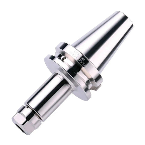 Heavy Duty CNC BT40 Tool Holder With Rock Solid Shank Precision At 0.003 For ER16 ER20 ER25 ER32 ER40 Collets angled view showcasing precision design.