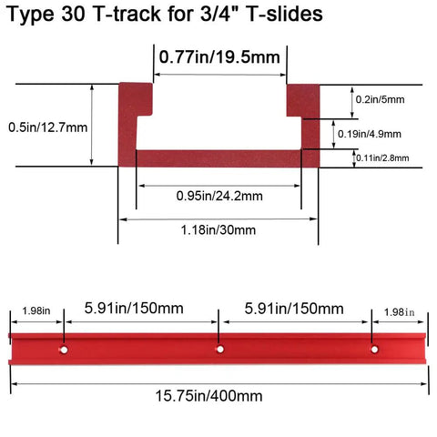 Badass 2 Pack Aluminum T Track 15.75 Inch 3/4 Universal Double Cut Design With Pre Drilled Mounting Holes And Wood Screws For Woodworking Jigs drill press dimensions