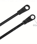 Black Heavy Duty 7.5 Inch Zip Ties With Mounting Screw Holes, UV Resistant Nylon 66, 50 Lbs Tensile, showing 5 mm holes