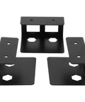Under desk laptop mount rack featuring a slick universal metal bracket for keyboards, matte black finish.