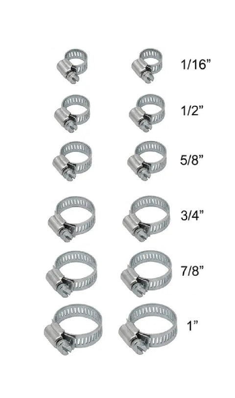 12 Piece Stainless Steel Hose Clamp Set With Adjustable Worm Gear Clamps For Fuel Lines Plumbing Automotive Marine And HVAC