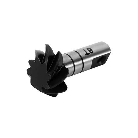 Underdrive Helical Axle Gear Set 20/8T Steel Alloy For 1/18 RC Crawler Upgrade, close-up of 8T black helical gear detail