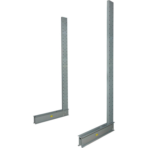 Built Tough As Nails Steel Cantilever Rack Single Sided Heavy Duty Shelving with vertical posts, gray, 72x46x120, ideal for lumber and pipe.