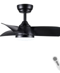 Black Ceiling Fan With Lights And Remote 28 Inch Modern Ceiling Fan With Quiet DC Motor 5 Speed Settings Reversible Blades