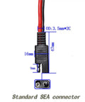 14 AWG SAE DC Power Automotive Connector Cable Y Splitter 1 To 2 SAE Extension Cable For Solar Battery Connection And Transfer 12 Inch 30 Cm With Protective Cover Versatile All Purpose Use, black red wire with standard SAE connector