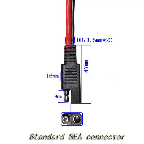 14 AWG SAE DC Power Automotive Connector Cable Y Splitter 1 To 2 SAE Extension Cable For Solar Battery Connection And Transfer 12 Inch 30 Cm With Protective Cover Versatile All Purpose Use, black red wire with standard SAE connector