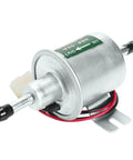 12 Volt Inline Fuel Pump For Gas And Diesel Engines, The Go-To Low-Pressure Transfer Pump, 3 To 6 PSI, side view with wires