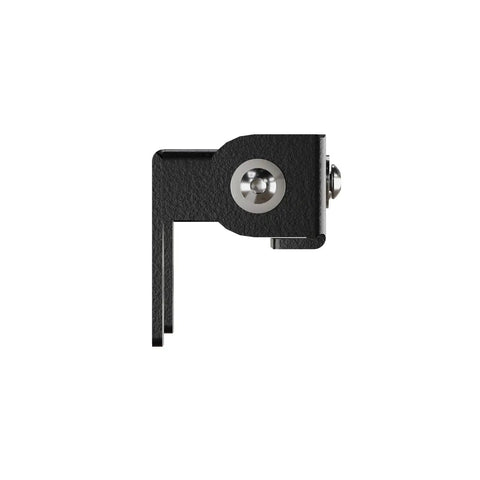 Flip Up Winch License Plate Frame For 10 Inch Hawse Fairlead Universal Front Bracket Relocation Mount black steel side view