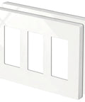 2 Pack 3 Gang Screwless Wall Plate Glossy Off White Decorator Outlet Cover 4.69 In Height By 6.54 In Width Seamless Edge Design Easy To Clean Light Switch Plate
