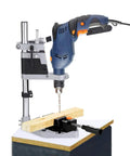 Knock Out Precise Holes Like A Pro With This Bench Drill Press Stand Featuring Portable Guide And Universal Quick Clamp Workbench for wood projects.