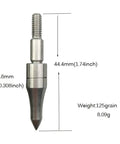 Close-up of 12 Pack Screw In Field Points Archery Tips Stainless Steel 100 125 150 Grain Pro Grade Target Practice Ready, side view