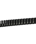 15-piece 3/8 Inch Drive Semi Deep Impact Socket Set Metric Sizes 8 To 22 mm in a row