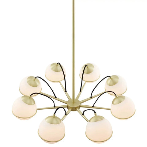 8-Light Chandelier In Opal Gold Ceiling Fixture With Dimmable Glow For Dining Room Living Room Or Kitchen Island E26 Base Bulbs