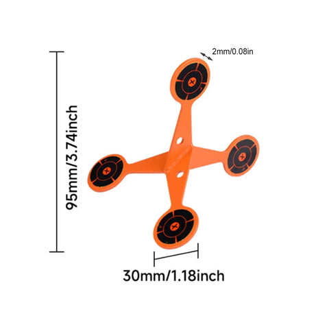 Heavy Duty Spinning Target With Thickened Roller For Indoor Outdoor Fun Includes 10 Paper Pellet Sheets Built Tough For Backyard Park Camping And Family Games, shown with dimensions