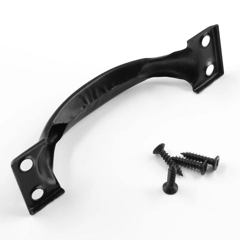 Set Of 2 Black Gate Handle Pulls 4.8 Inch Outdoor Garage Door Pull Handles With Screws Included, shown with screws