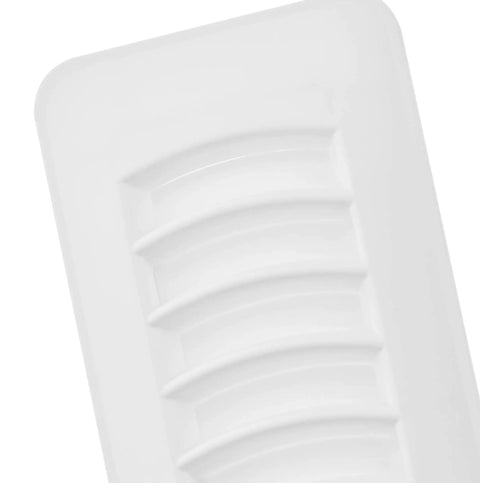 Close-up of Louvered Plastic Floor Register With Three Position Damper and Easy Clean Finish highlighting louver design.
