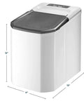 No Sweat Countertop Bullet Ice Cube Maker With 1.1 Liter Tank, compact size, 12x9x13 inches for quick ice production.