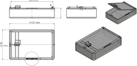Heavy Duty Stainless Steel Dishwasher Basket Featuring Lockable Lid And Extra Fine Perforated Mesh For No Sweat Parts Washing And Slick Kitchen Organization Daily, dimensions and design view.
