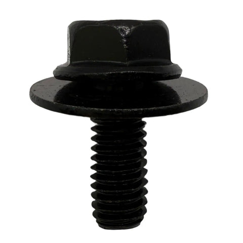 Solid M6 Body Bolts And Extruded Unuts Kit With Beefed Up Flange Fasteners Auto Panel Hardware For Splash Shield And Fender Clips Drop In Ride Refresh For Ford Chevy Gmc Dodge Jeep, close-up of hex head bolt with flange.