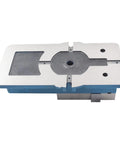 Top view of a 5In By 4.92In CNC Milling Machine Vise Lockdown Bench Vise for High Precision Clamping, showing solid base and jaws.