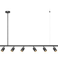 Globe Electric 64000123 55" 6-Light Adjustable Height Track Light, Matte Black, Pivoting Heads, Ceiling Light Fixture