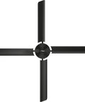 Top Tier Eight Foot Industrial Hvls Ceiling Fan Featuring Matte Black Trim And Beefed Up Direct Drive Core, top view of fan blades.