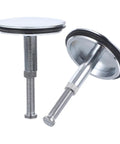 2pcs Brass Rotating Bathtub Drain Plug with Flat Seal for Bathroom, featuring chrome finish and rubber seal for leak prevention.