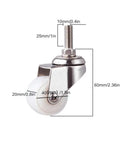 Slick White Pa Nylon Swivel Caster Wheels With Built Tough Stainless Steel Brackets showing dimensions 10mm stem, 40mm wheel.