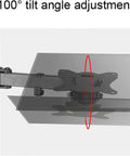 Dual Monitor Desk Mount For 20 To 27 Inch TVs, showing 100° tilt angle adjustment on articulating arm for optimal viewing.