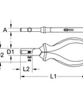 Heavy Duty VDE Wire Stripper With Locking Jaw And Ergotorque Grip 160 Millimeter German Steel technical drawing dimensions.