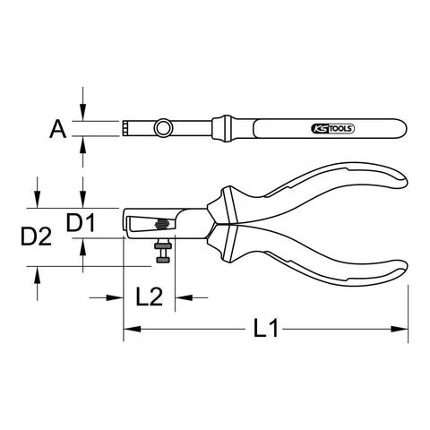 Heavy Duty VDE Wire Stripper With Locking Jaw And Ergotorque Grip 160 Millimeter German Steel technical drawing dimensions.