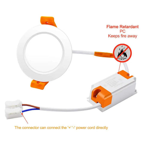 2 Inch LED Recessed Lighting Kit Ultra Warm White 2700K 3W Dimmable Downlights With CRI80 Replaces 35W Halogen Energy Saver Smart Buy Easy Install With Driver Pack Of 6 For Home Office Ceiling Lights flame retardant PC with connector