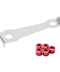 Aluminum Chainring Bolts And Nuts Kit With Wrench For Sprocket Fixing Red Anodized Crankset Screws 9mm And 10mm Hex Road Bike Parts Built For Easy No Fuss Install Secure Fit Pro Grade Performance. Red aluminum chainring bolts, nuts, and wrench for road bike crankset