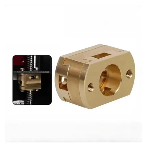 Upgrade Your 3D Printer Setup With This Sweet T8 Z-Axis Lead Screw Kit Featuring Solid Oldham Brass Coupling Plus Z Stabilizer For Smooth Linear Motion And Precision Printing On Any Custom Build. Brass coupling for 3D printer Z-axis lead screw