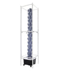 Vertical Hydroponic Garden Tower With 70 Pods And 14 Tiers, 8 LED Light Strips For Indoor Herb Growth, Grey frame view