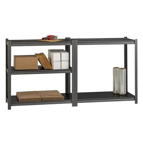 Bulletproof 3200 Lb Riveted Metal Shelving Unit 72 X 36 X 18 Inches Heavy Duty Steel Frame With Black Laminate Shelves Gunmetal Gray Finish Built Like A Tank For Garage Storage