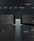 Game Changer Thunderbolt 5 Laptop Docking Station With Dual Hdmi 2.0 Ports And Quad Monitor Setup For Windows Workstations showing ports and connectivity options.