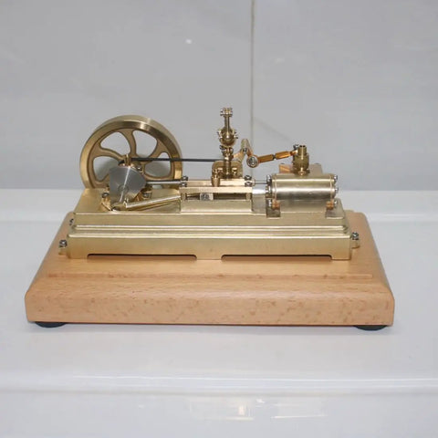 Mini Retro Horizontal Steam Engine Model Kit With Dope Brass Construction Reciprocating Double Acting Cylinder Flyball Speed Reducer