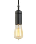 One Light Pendant With Matte Black Finish, Black Woven Fabric Cord, E26 Base Socket, Adjustable Hanging Length, Bulb Not Included