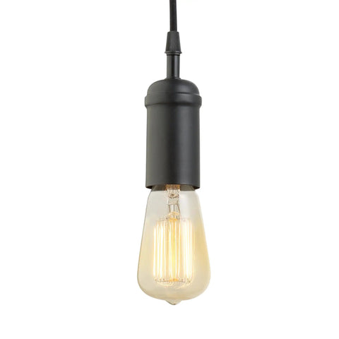 One Light Pendant With Matte Black Finish, Black Woven Fabric Cord, E26 Base Socket, Adjustable Hanging Length, Bulb Not Included