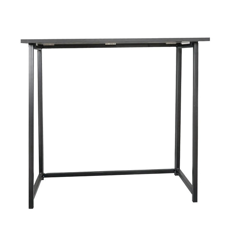 Rock Solid Collapsible Gaming Desk, No Sweat Folding Laptop Table, angled view of heavy duty black particleboard workstation