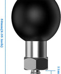 Dope 1 Inch Ball Mount Adapter With M6 Threaded Post Ball Head For RAM Mounts B Size Bike Motorcycle ATV Rearview Mirror CNC Machined Stainless Steel And TPU Non Slip Water Resistant Rust Proof, showing dimensions.