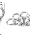 20 Pack 1/4-20 Stainless Steel Eye Bolts, 1-Inch Lifting Rings, shown with detailed measurements and threaded design