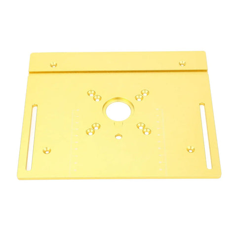 Heavy Duty Steel Router Lift Base With Two Inch Travel Dead On Height Control For Carving Routing And Chamfering Tasks, gold aluminum plate.